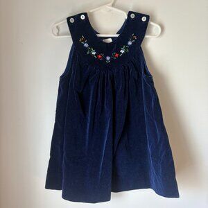 Vintage Mayfair Navy Velvet Embroidered Floral Dress Size 4